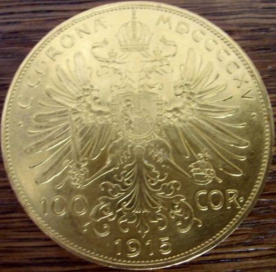 100 Kronen Österreich / Neuprägung ( entspricht 30,48 Gramm Gold )